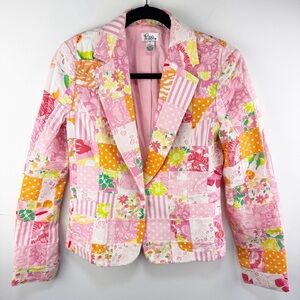 Lilly Pulitzer Pink Patchwork Floral Blazer Lined Size Small